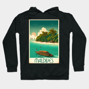 Maldives Island Vintage Travel Art Poster Hoodie